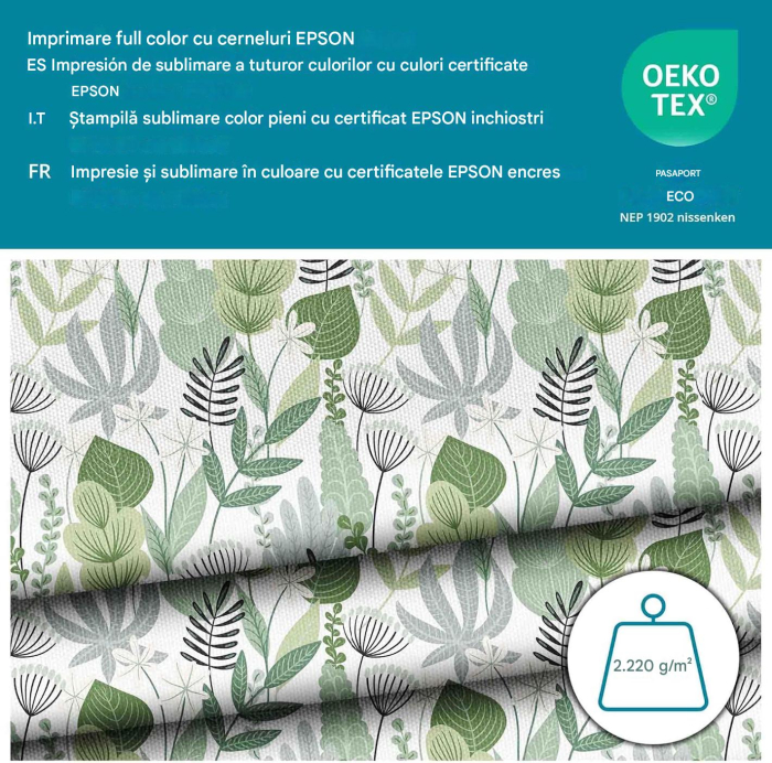 Tesatura impermeabila, material pentru tapiterie de exterior, 160x100 cm, pretabil fata de masa gradina, Flowers and Grass [4]