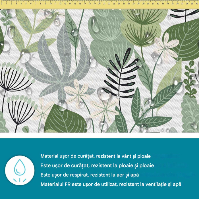 Tesatura impermeabila, material pentru tapiterie de exterior, 160x100 cm, pretabil fata de masa gradina, Flowers and Grass [2]