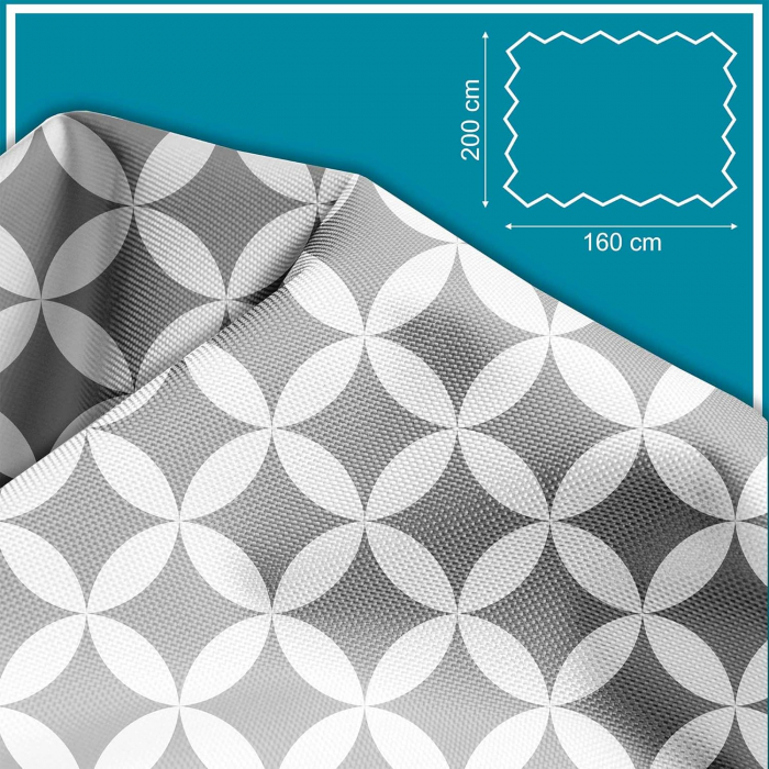 Tesatura impermeabila, material pentru tapiterie de exterior, 160x200 cm, pretabil fata de masa gradina, Grey geometric rhombus [5]