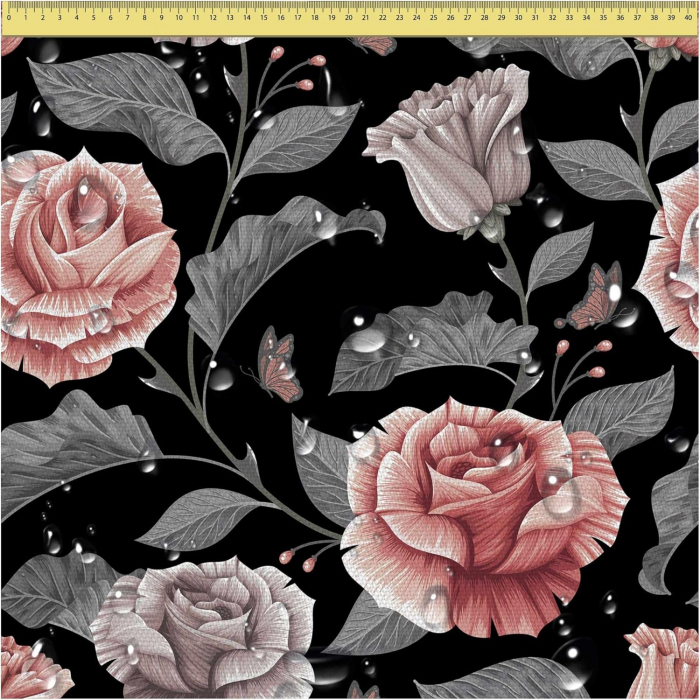 Tesatura impermeabila, material pentru tapiterie de exterior, 160x100 cm, pretabil fata de masa gradina, Dark Vintage Floral [1]