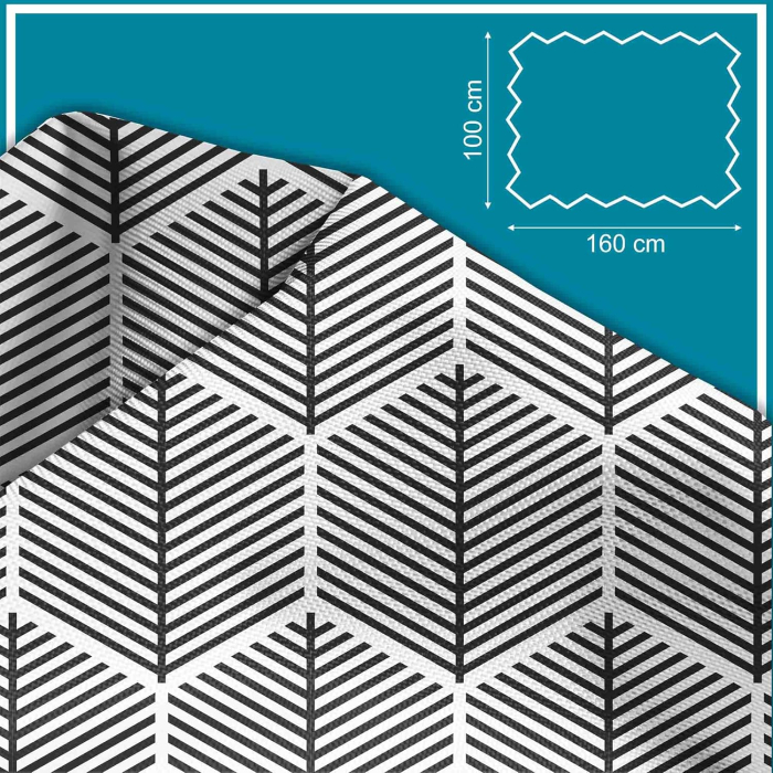Tesatura impermeabila, material pentru tapiterie de exterior, 160x100 cm, pretabil fata de masa gradina, Hexagonal Black [4]