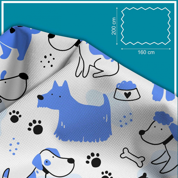 Tesatura impermeabila, material pentru tapiterie de exterior, 160x100 cm, pretabil fata de masa gradina, Blue Dogs [6]
