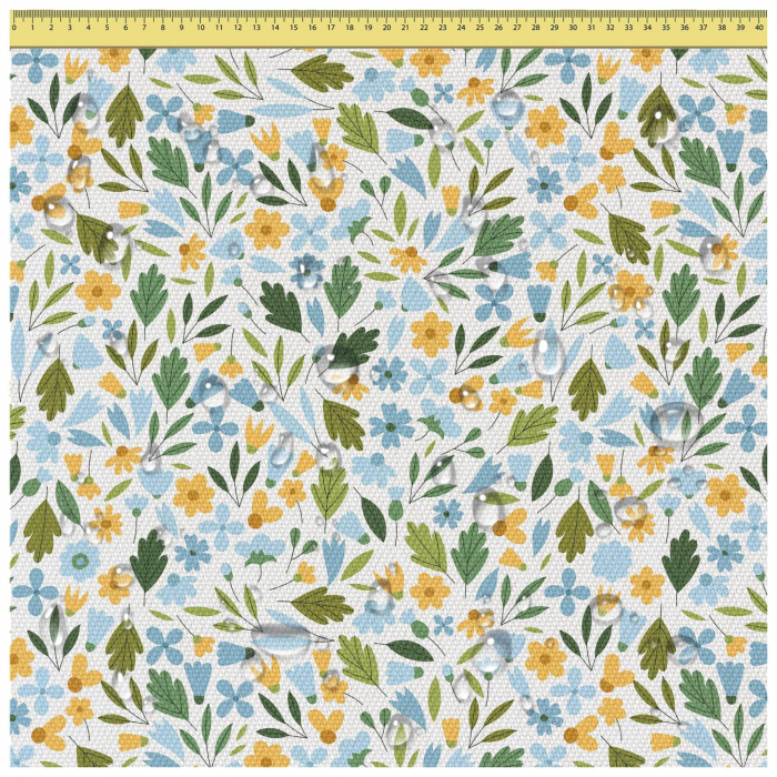 Tesatura impermeabila, material pentru tapiterie de exterior, 160x200 cm, pretabil fata de masa gradina, flori mici verzi [1]