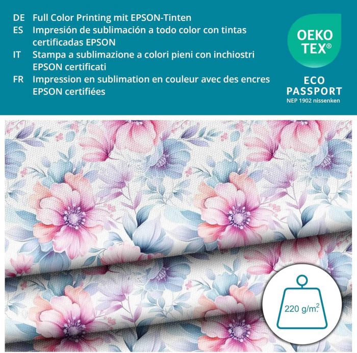 Tesatura impermeabila, material pentru tapiterie de exterior, 160x100 cm, pretabil fata de masa gradina, Flori pastelate [4]