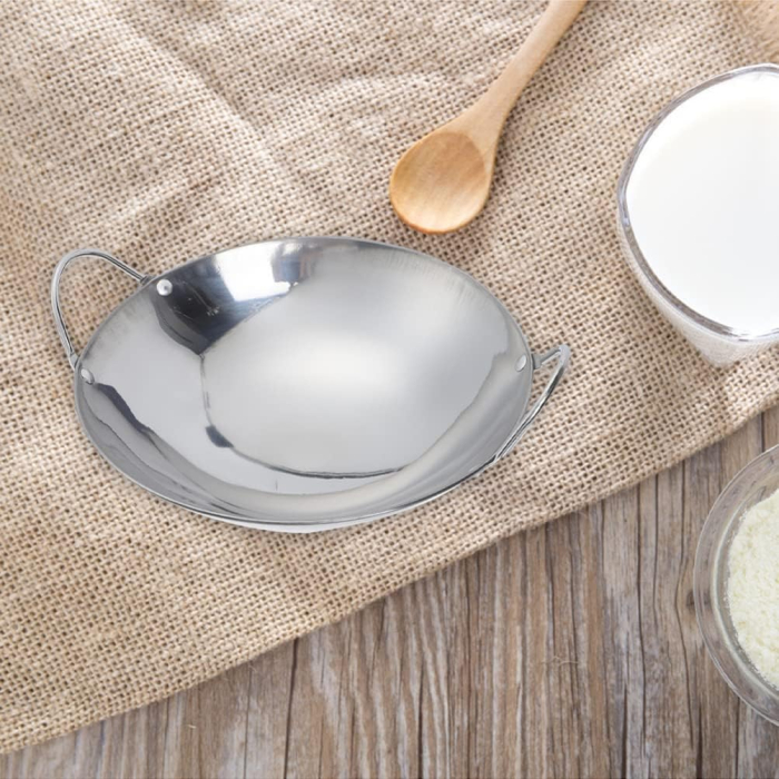 Tigaie tigaie wok din oțel inoxidabi, argintiu lucios, 2 manere, 23.5x6 cm [5]