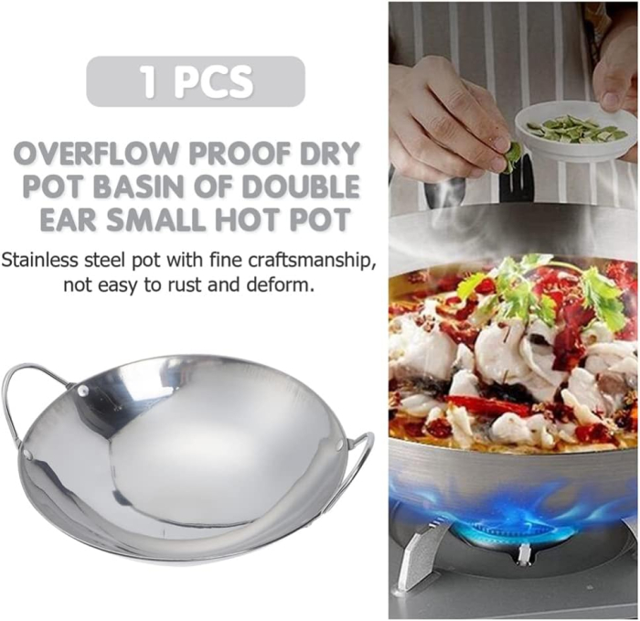 Tigaie tigaie wok din oțel inoxidabi, argintiu lucios, 2 manere, 23.5x6 cm [4]