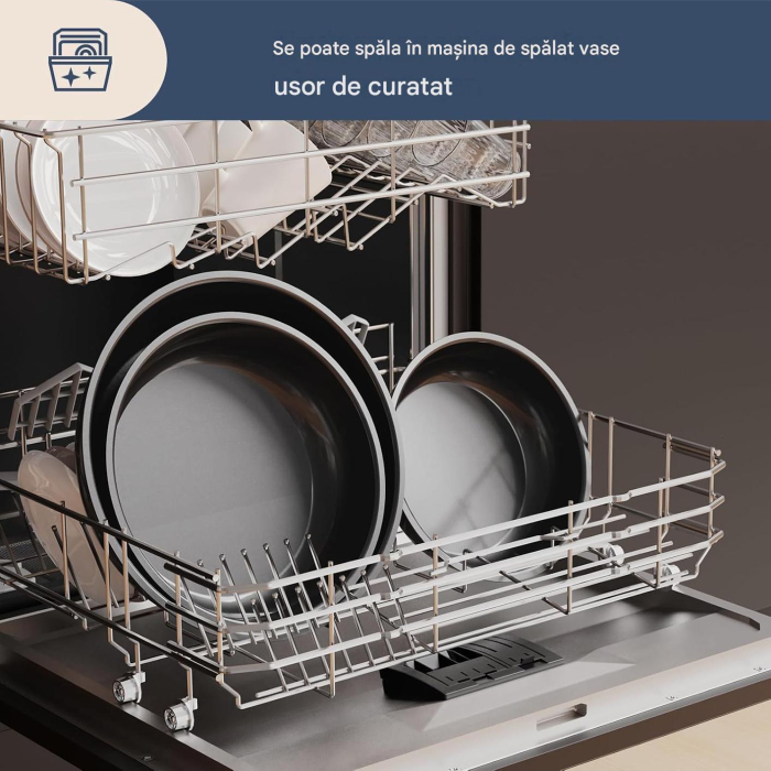 Set 3 tigăi cu mâner detașabil 20/24/28cm ceramică antiaderentă Inducție & cuptor [8]