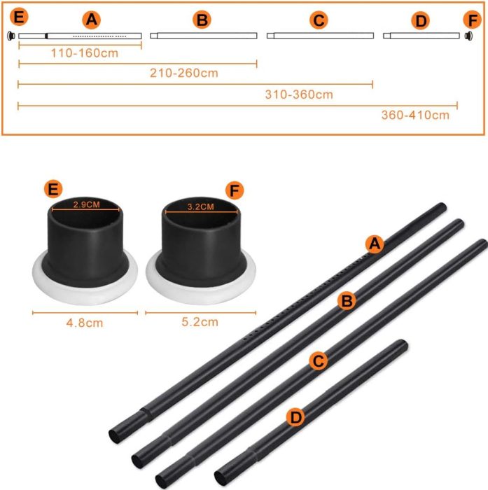 Tija telescopica, extensibila, 360-410 cm neagra [2]