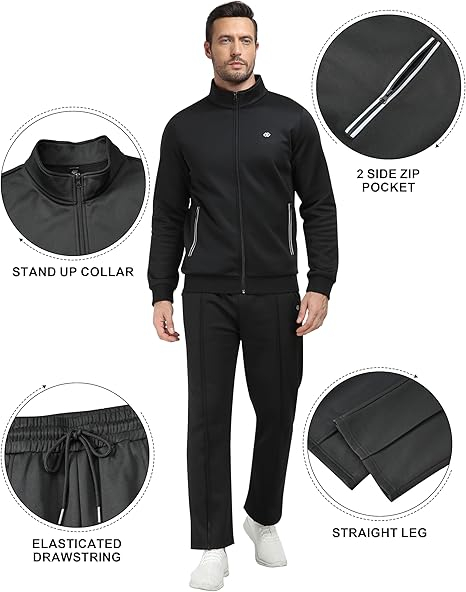 Trening negru pentru barbati,  pantaloni si bluza cu maneci lungi, 2XL [6]