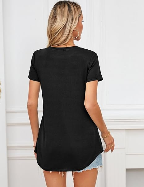Tricou negru de vară pentru femei, lejer, respirabil, M [5]