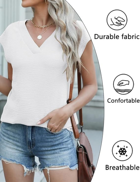 Tricou alb Damă Fără Mâneci, Poliester, Croi Casual, pentru Vară, S [6]