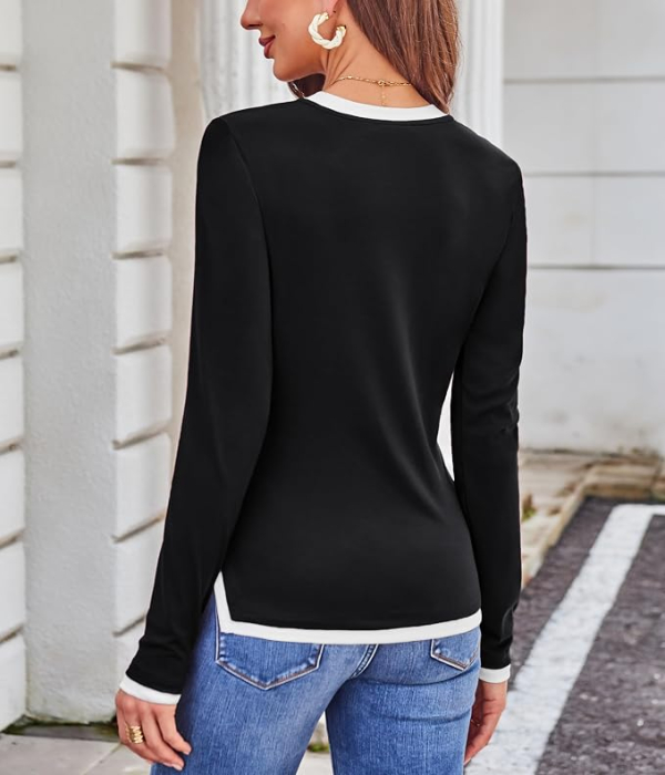 Bluza negra Damă DJT FASHION, Mâneci Scurte, Decolteu Rotund, Pliuri Frontale, XL [4]