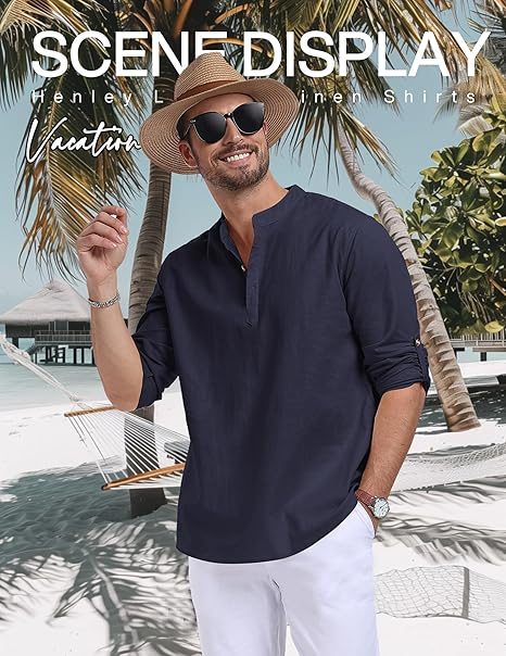 Tricou de vara pentru barbati, cu nasturi, albastru M [2]