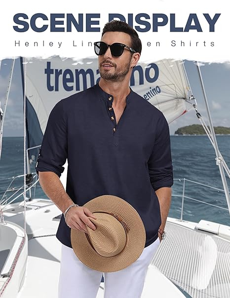 Tricou de vara pentru barbati, cu nasturi, albastru M [3]