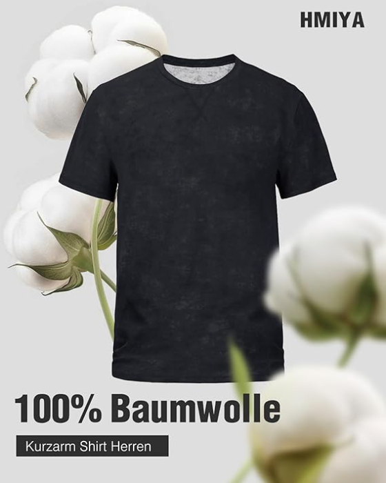 Tricou de vară pentru barbati,  bumbac, negru 3XL [5]