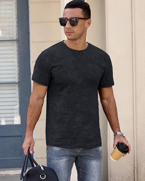 Tricou de vară pentru barbati,  bumbac, negru 3XL [2]