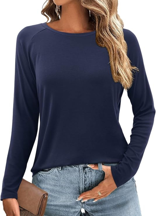 Tricou de vară pentru femei, cu maneca lunga,  Albastru M [3]