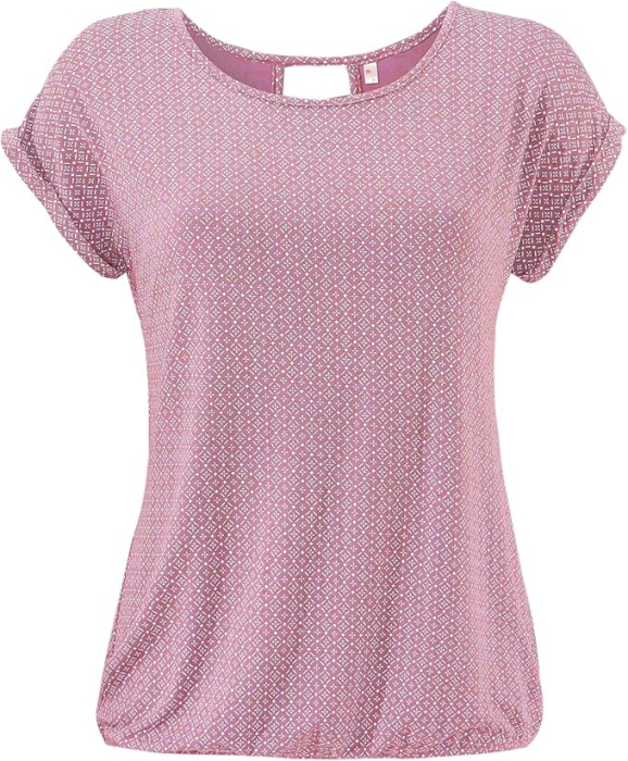 Tricou de vară pentru femei, imprimeu minimalist integral, elastic, simplu  Roz S [1]