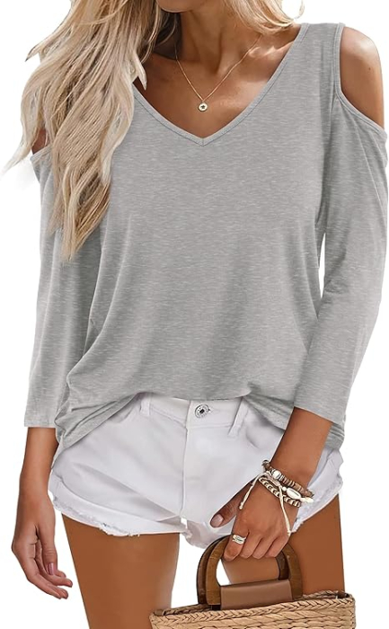 Tricou de vară cu umerii goi pentru femei,  Gri L [1]