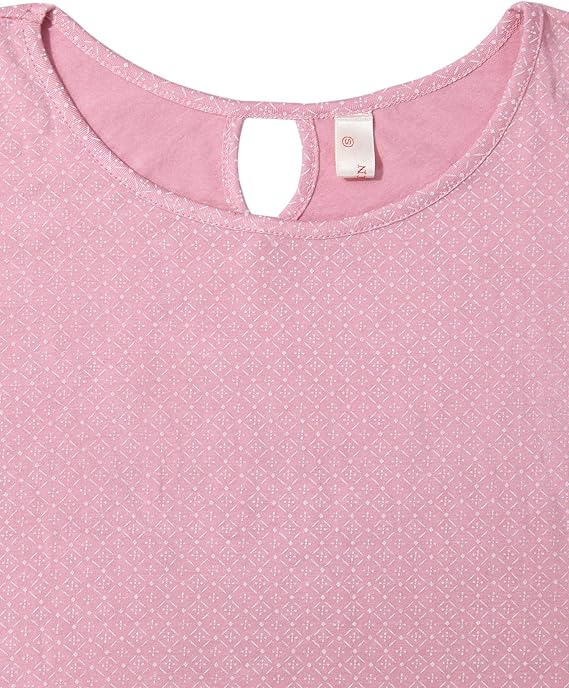 Tricou de vară pentru femei, imprimeu minimalist integral, elastic, simplu  Roz S [5]