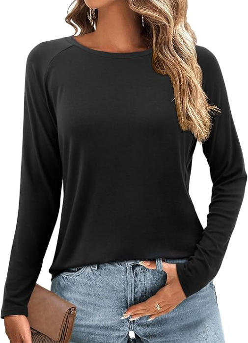 Tricou de vară pentru femei, cu maneca lunga,  Negru 2XL [3]