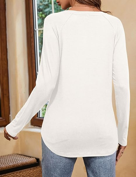 Tricou de vară pentru femei, cu maneca lunga,  Alb M [5]