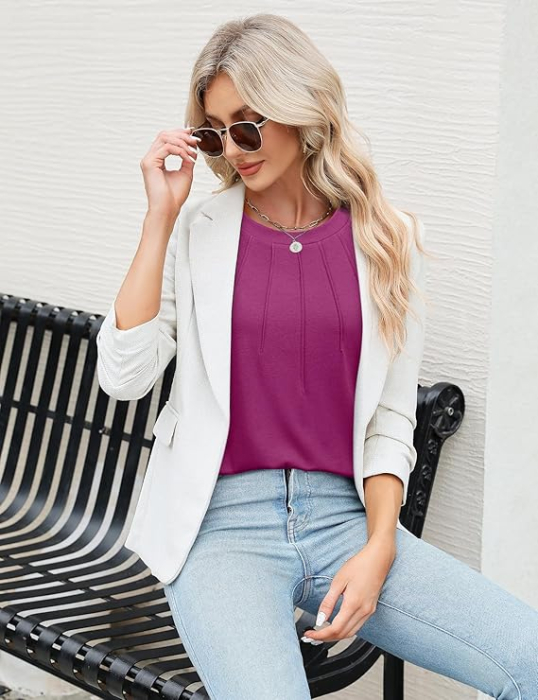 Tricou de vară pentru femei, cu maneca scurta,  rosu 2XL [3]