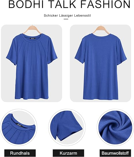 Tricou de vară pentru femei, cu maneca scurta,  albastru XL [4]