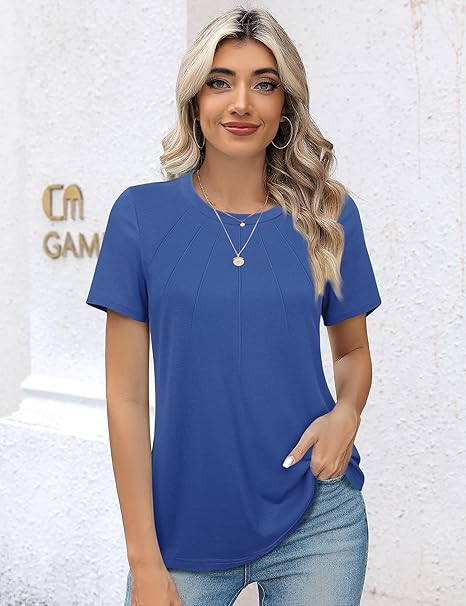 Tricou de vară pentru femei, cu maneca scurta,  albastru M [5]