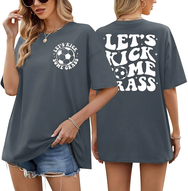 Tricou de vară pentru femei,  gri cu imprimeu 2XL [1]