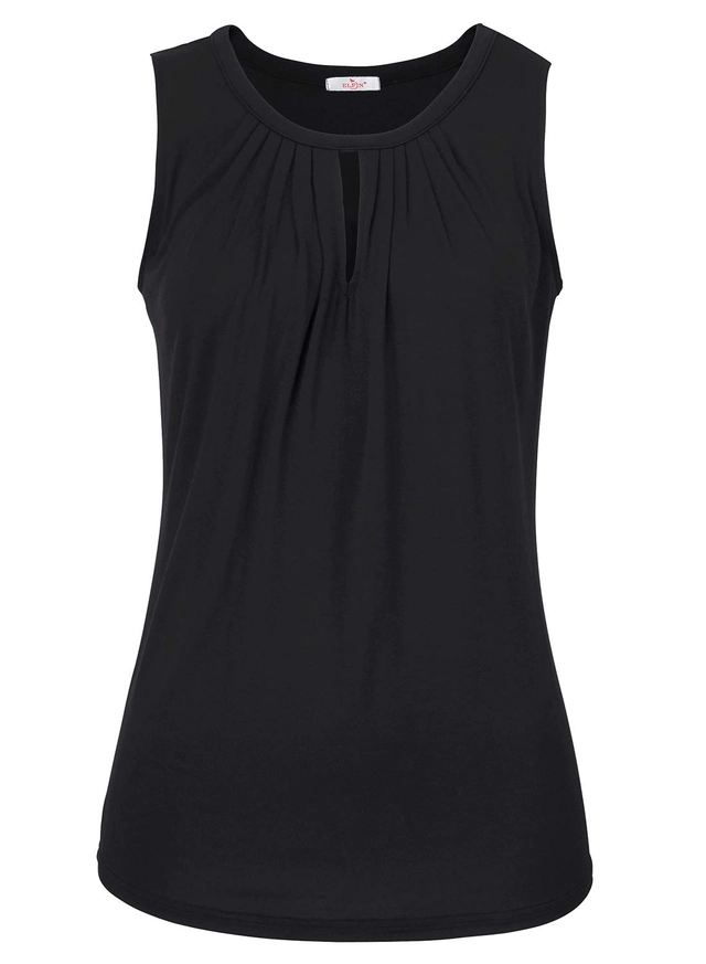 Tricou de vară pentru femei, elastic, simplu  Negru S [2]