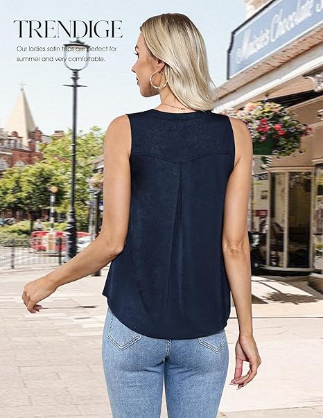 Tricou de vară pentru femei, din satin, fara maneci S [3]