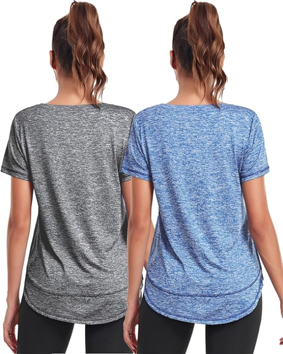 Tricouri de vară pentru femei,  2 buc gri/albastru S [3]