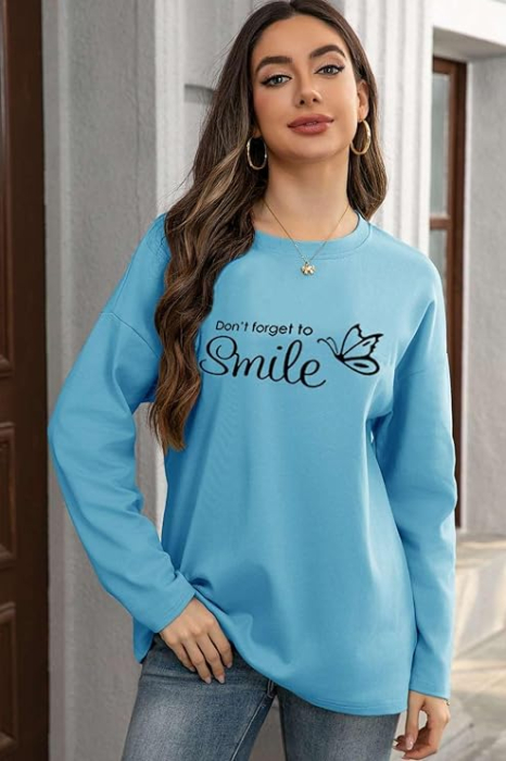 Bluza de vară pentru femei,  albastra cu model S [3]