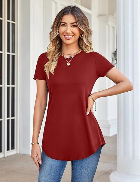 Tricou rosu de vară pentru femei, lejer, respirabil, 2XL [3]