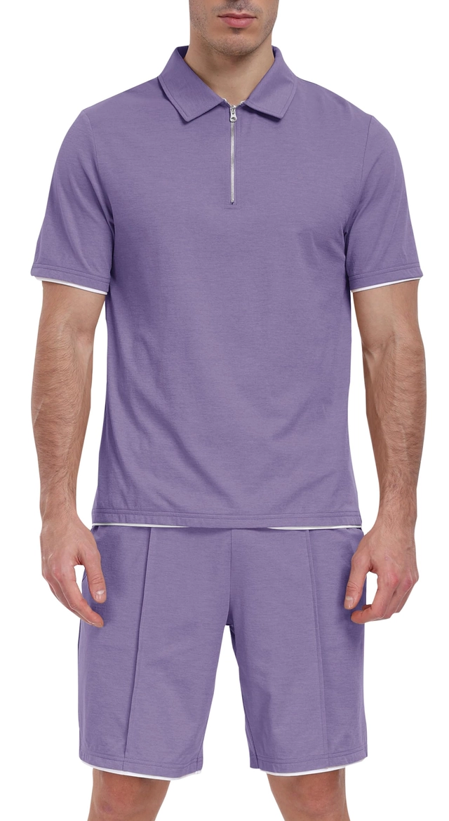 Trening de vară pentru barbati,  tricou si pantaloni mov XL [1]