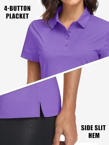 Tricou mov Polo Damă MAGCOMSEN, UPF 50+, Mânecă Scurtă, Uscare Rapidă, L [5]