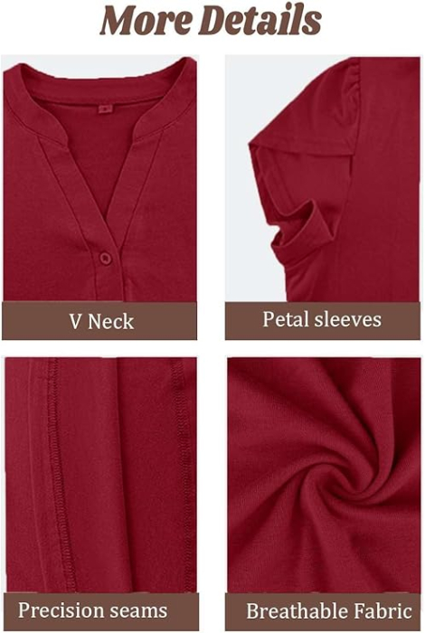 Tricou larg de vară pentru femei,  visiniu L [5]