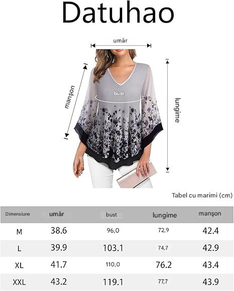 Tricou larg de vară pentru femei, 2 straturi, maneci 3/4, gri L [6]