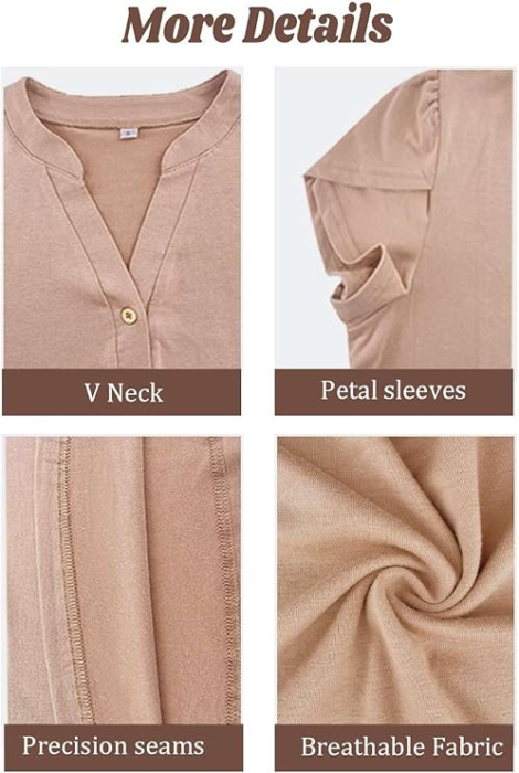 Tricou larg de vară pentru femei,  Crem L [5]