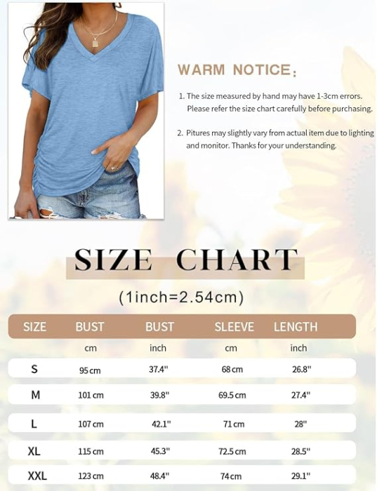 Tricou lejer de vară, cu guler in V, mânecă scurtă, negru S [4]