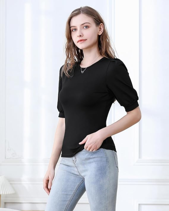 Tricou elegant de vară pentru femei,  M negru [3]