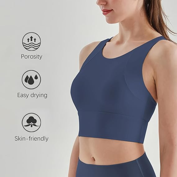 Bustiera sport, sutien elastic pentru compresie corporala, albastru L [2]