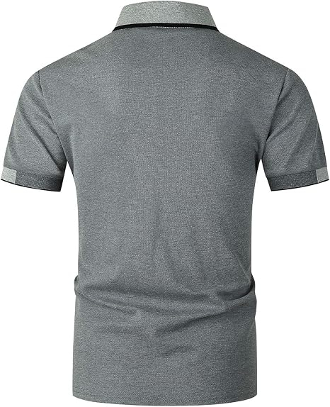 Tricou gri Polo barbati, Mânecă Scurtă, Regular Fit, Casual Golf, L [3]