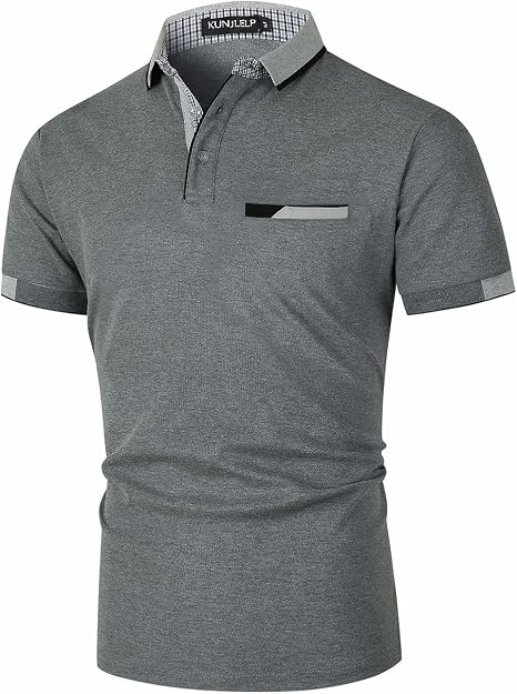 Tricou gri Polo barbati, Mânecă Scurtă, Regular Fit, Casual Golf, L [2]