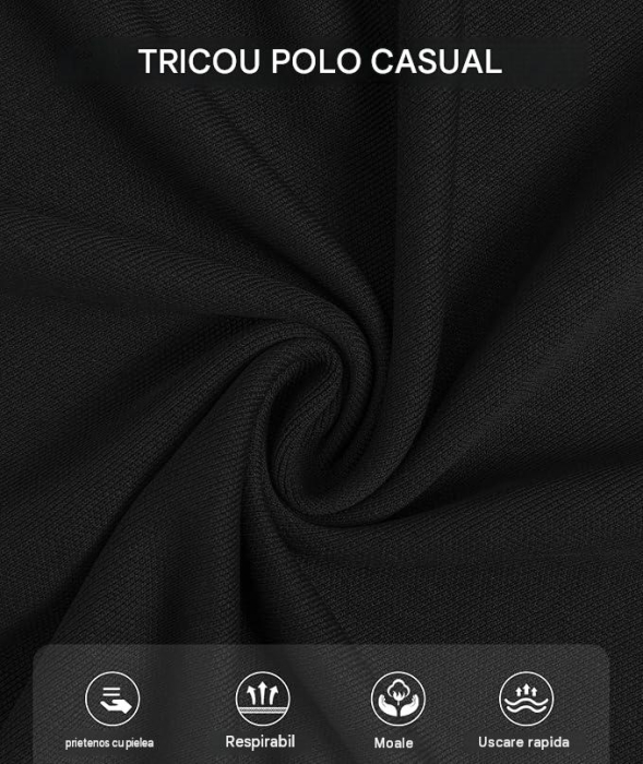Tricou polo de vara pentru barbati, cu fermoar, negru XL [4]