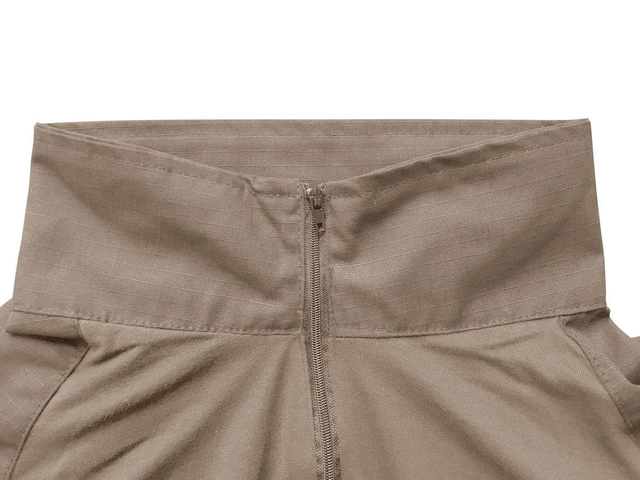 Tricou tactic de camuflaj cu fermoar 1/4, respirabil, cu guler ridicat, kaki XL [5]