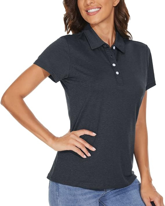 Tricou Polo negru Damă MAGCOMSEN, Mânecă Scurtă, Uscare Rapidă, Golf și Tenis,  M [4]