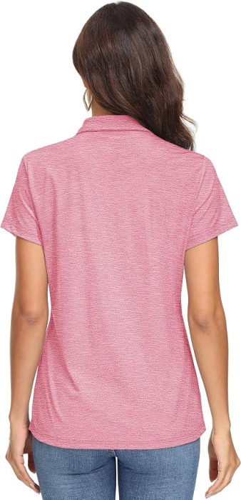 Tricou Polo roz Damă MAGCOMSEN, Mânecă Scurtă, Uscare Rapidă, Golf și Tenis,  2XL [2]