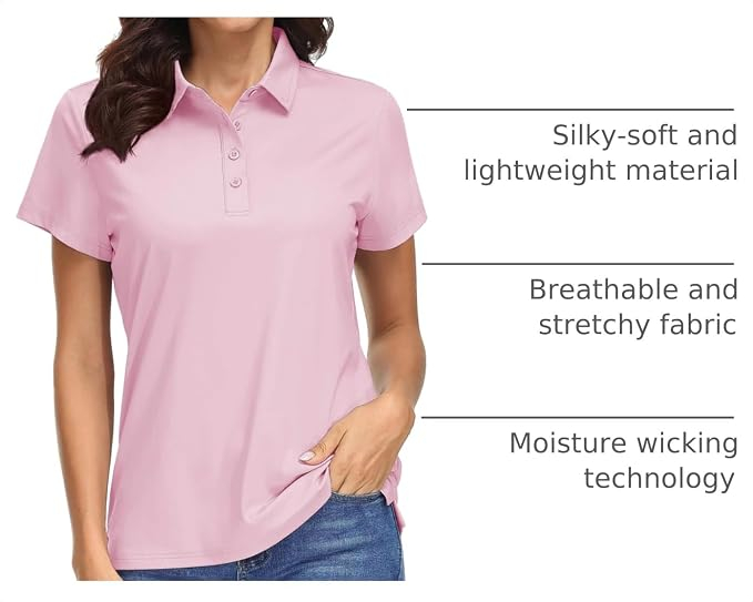 Tricou roz Polo Damă MAGCOMSEN, UPF 50+, Mânecă Scurtă, Uscare Rapidă, 2XL [4]